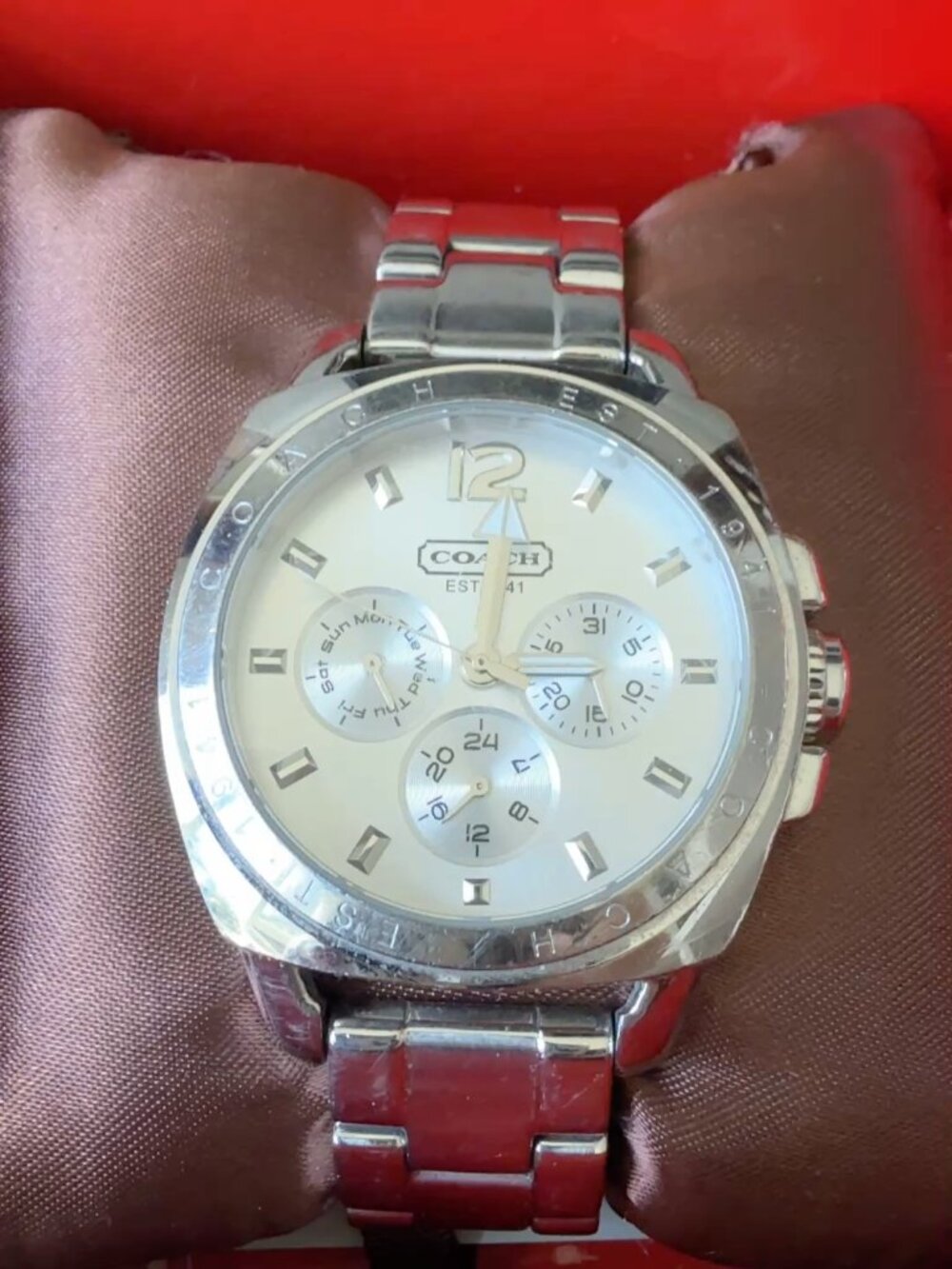 COACH Stainless Steel Women's Chronograph Boyfriend Watch *WORKS* - Picture 3 of 12